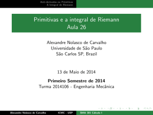 Primitivas e a integral de Riemann Aula 26 - ICMC
