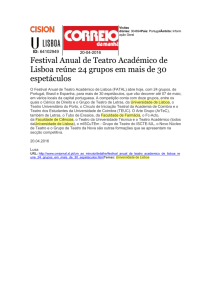 Festival Anual de Teatro Académico de Lisboa reúne 24 grupos em