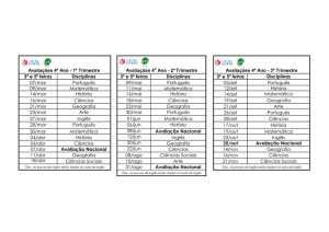 Calendário de Avaliações 4º Ano