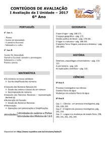 CONTEÚDOS DE AVALIAÇÃO 6º Ano