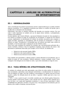 CAPÍTULO 3 - ANÁLISE DE ALTERNATIVAS DE INVESTIMENTOS