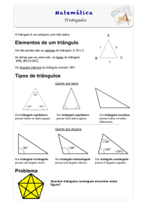 Matemática Elementos de um triângulo Tipos de triângulos Problema