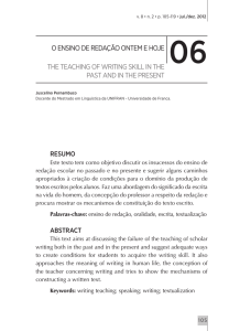 O ENSINO DE REDAÇÃO ONTEM E HOJE THE TEACHING OF