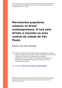 Movimentos populares urbanos no Brasil contemporâneo. A luta