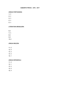 gabarito prova – upa – 2017 língua portuguesa 1) 5 2) 2 3