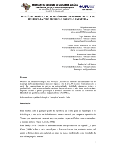 aptidão pedológica do território de identidade do vale