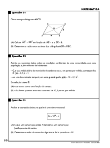 Questão 01 Observe o paralelogramo ABCD. (A) Calcule