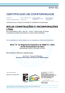 certificado de conformidade bolsa construções e incorporações ltda.
