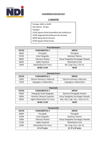 CALENDÁRIO ESCOLAR 2017 1º BIMESTRE Prova Bimestral