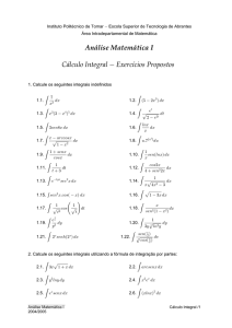 Análise Matemática I Cálculo Integral Exercícios Propostos