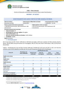 COES – Febre Amarela INFORME – Nº 30/2017 MONITORAMENTO