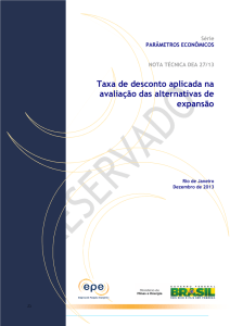 Taxa de desconto aplicada na avaliação das alternativas