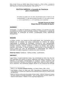 POLÈTICA JURÈDICA: a transição da Tolerância para o