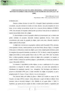 A difusão espacial de uma idéia religiosa