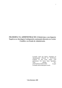 FILOSOFIA NA ADMINISTRAÇÃO: O Relativismo e seus Impactos