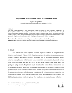 Complementos infinitivos num corpus de Português Clássico Miguel