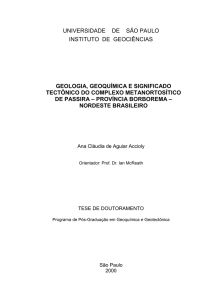 Geologia, Geoquímica e Significado Tectônico do Complexo