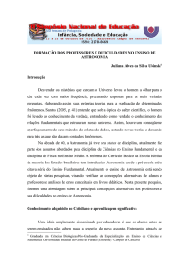 Formação dos professores e dificuldades no ensino de astronomia