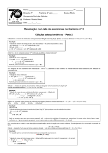 Resolução da Lista de exercícios de Química nº 3