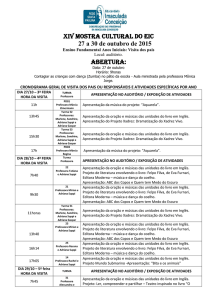 XIV MOSTRA CULTURAL do EIC 27 a 30 de outubro de 2015