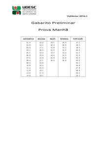 Gabarito Preliminar Prova Manhã