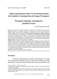 Alguns apontamentos sobre o texto de apresentação da Gramática