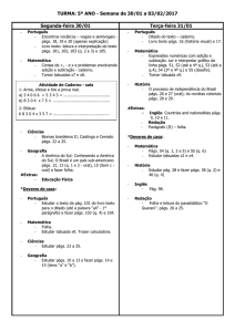 TURMA: 5º ANO - Semana de 30/01 a 03/02/2017 Segunda