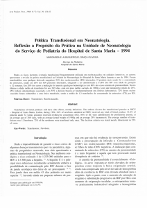 Política Transfusional em Neonatologia. Reflexão a Propósito da