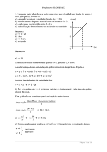 Professora FLORENCE 1. Um ponto material desloca