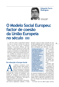 O Modelo Social Europeu: factor de coesão da União Europeia no