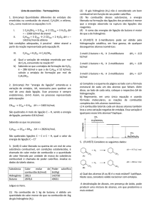 Lista de exercícios - Termoquímica 1. (Unicamp