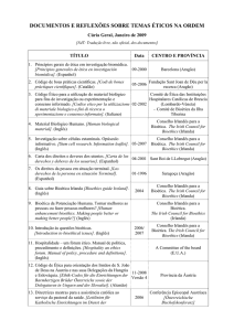 Documentos e Reflexões sobre Temas Éticos na Ordem