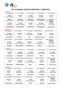 REF: CALENDÁRIO DE PROVAS BIMESTRAIS – 4° BIMESTRE/11