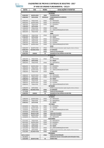 calendário de provas e entregas de boletins