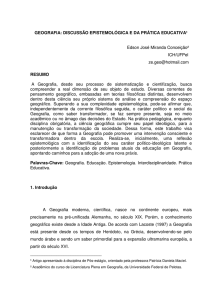 GEOGRAFIA: DISCUSSÃO EPISTEMOLÓGICA E DA PRÁTICA