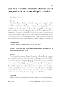 Economia solidária e empreendedorismo social: perspectivas de