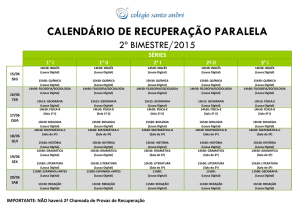 CALENDÁRIO DE RECUPERAÇÃO PARALELA