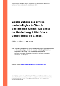 Georg Lukács e a crítica metodológica à Ciência