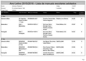 Ano Letivo 2015/2016 - Lista de manuais escolares adotados