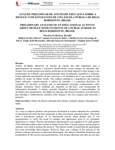 análise preliminar de atividade educativa sobre a dengue e de um
