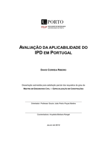 AVALIAÇÃO DA APLICABILIDADE DO IPD EM PORTUGAL