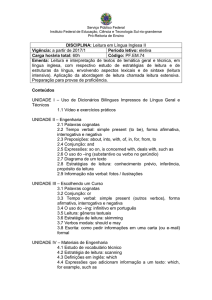 DISCIPLINA: Leitura em Língua Inglesa II Vigência: a partir de 2017