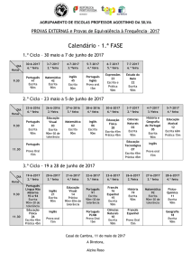 Calendário - Agrupamento de Escolas Professor Agostinho da Silva