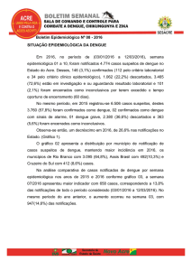 SITUAÇÃO EPIDEMIOLÓGICA DA DENGUE Em 2016, no período