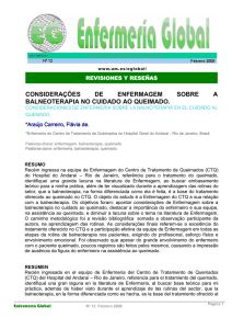 considerações de enfermagem sobre a balneoterapia no cuidado