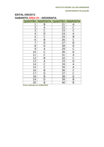 EDITAL 036/2012 GABARITO ÁREA 05 – GEOGRAFIA QUESTÃO