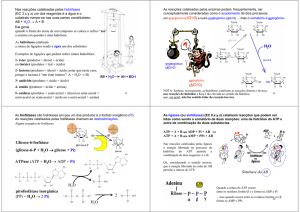 (∆G<0) pirofosfátase inorgânica (PPi + H O → 2 Pi) ATPase (ATP +