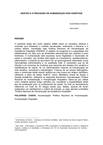 gestão e o processo de humanização nos hospitais