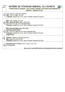ROTEIRO DE ATIVIDADE SEMANAL 18 à 22/05/15.