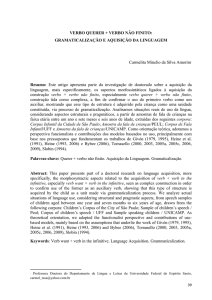 VERBO QUERER + VERBO NÃO FINITO: GRAMATICALIZAÇÃO E